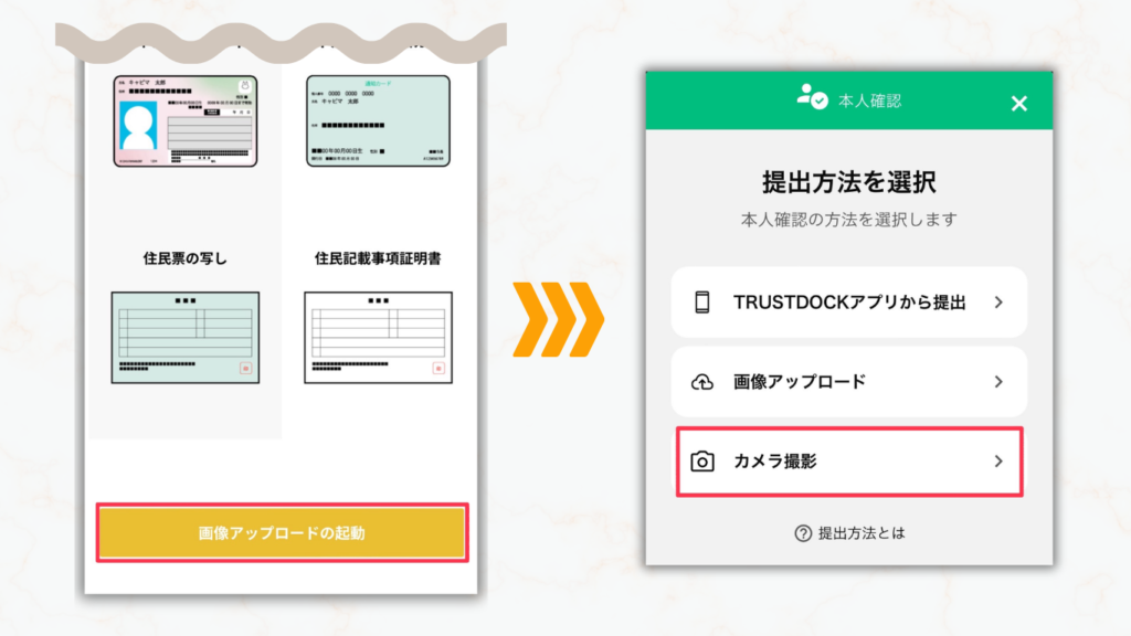 撮影方法を選択