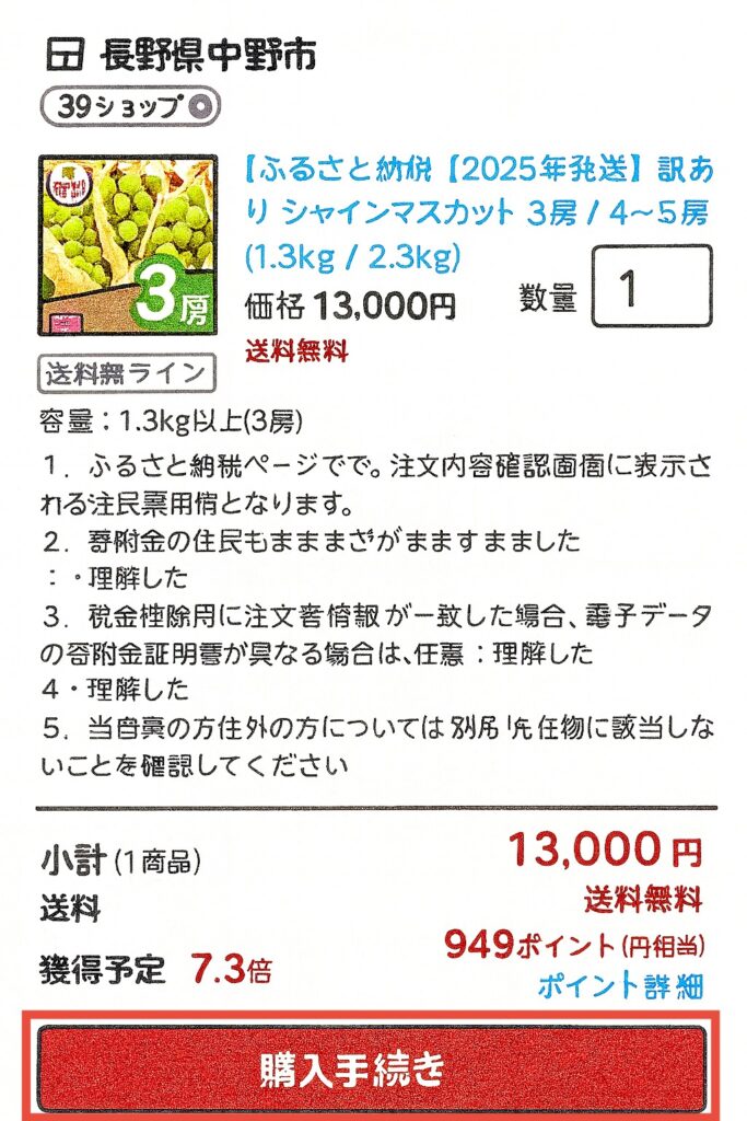 購入手続きをタップ